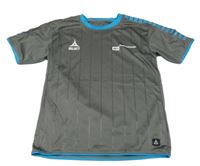 Šedo-azurové sportovní tričko s nápisem 