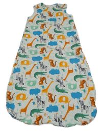 Bílý lehce zateplený spací pytel se zvířátky TU