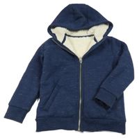 Tmavomodrá melírovaná zateplená propínací mikina a kapucí Dunnes