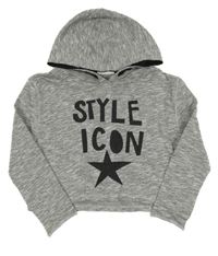 Nové - sivá melírovaná crop mikina s nápisom a kapucňou Tammy