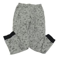 Šedé pyžamové kalhoty s obrázky