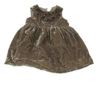 Hnedé zamatové šaty s kvietkami H&M