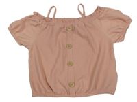 Ružové crop tričko s gombíkmi LC WAIKIKI