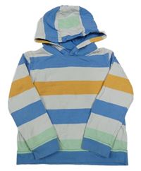 Modro-bílo-zelená pruhovaná mikina s kapucí M&S
