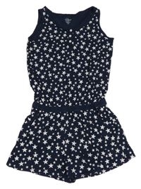 Tmavomodrý kraťasový bavlněný overal s hvězdami Pocopiano