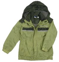 Světlezeleno-khaki šusťáková lehká outdoorová bunda s kapucí Crivit 