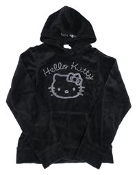 Čierna zamatová mikina s Hello Kitty a kapucňou H&M