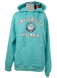 Nové - Dámska tyrkysová mikina s nápisom a kapucňou Ship