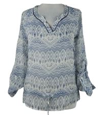 Dámská modro-bílá vzorovaná šifonová halenka se cvočky C&A