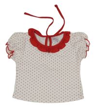 Bielo-červené bodkovaná é tričko s volánikmi Anfa Kids