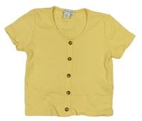 Žlté rebrované crop tričko s gombíky Primark