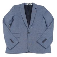 Modré melírované ľanové sako H&M