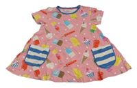 Ružové bavlnené šaty s nanuky Mini Boden