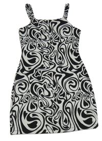 Čierno-sivé vzorované pletené šaty River Island