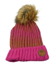 Růžovo-béžová pletená čepice s bambulí Wed´ze