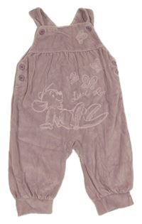 Levandulové sametové laclové tepláky s klokánkem Disney