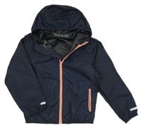 Tmavomodrá šušťáková nepromokavá bunda s kapucňou