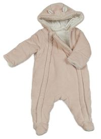 Světlerůžová sametová zateplená kombinéza s kapucí George 