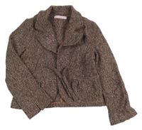 Starorůžovo-čierne trblietavé vlnené sako s korunkou z kamínků