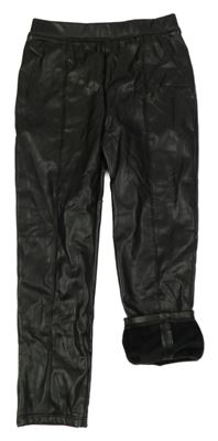 Černé koženkové zateplené legíny Matalan