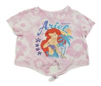 Růžové batikované crop tričko s Ariel Disney