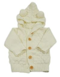 Smetanový propínací svetr s kapucí