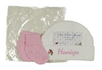 Nové - 2set - bílá čepice s nápisem + růžové ponožky