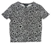 Čierno-biele vzorované crop tričko New Look