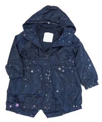 Tmavomodrá šušťáková jesenná parka s hviezdičkami a kapucňou Matalan
