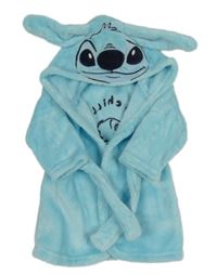 Tyrkysový chlupatý župan s kapucí - Stitch George