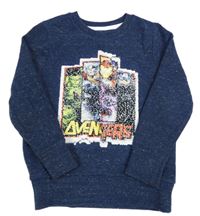 Tmavomodrá melírovaná mikina s překlápěcími flitre C&A