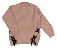 Ružový sveter so šnurovaním Pep&Co