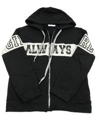 Čierno-biela prepínaci mikina s nápisom a kapucňou Pampella