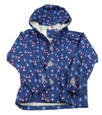 Tmavomodrá nepromokavá bunda s kapkami a kapucňou