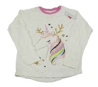 Nové - Bílo-růžové triko s jednorožcem Matalan