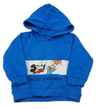 Kobaltově modro-bílá mikina s Mickeym a kapucí 