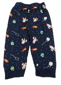 Tmavomodré bavlněné tepláky s vesmírem 