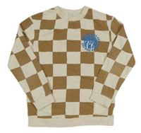 Smetanovo-béžová kockovaná mikina s nápisom H&M