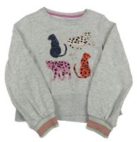 Sivá melírovaná crop mikina s mačkami M&S