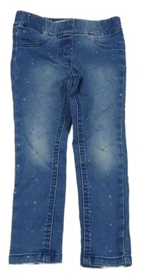 Modré džegíny so srdiečkami