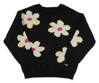 Černý svetr s kytičkami Matalan