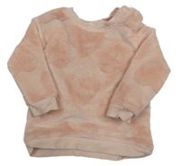 Světlerůžová srdíčkovaná plyšová mikina H&M