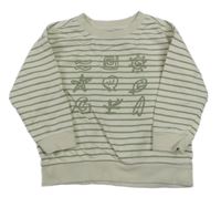 Béžovo-khaki pruhovaná mikina s obrázkami Sfera