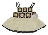 Nové - Smetanovo-černá halenková tunika s výšivkou Primark