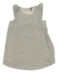 Bílo-černá pruhovaná šifonová halenka se vzorem Orchestra