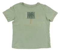 Zelenošedé tričko s palmou S. Oliver