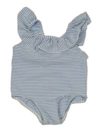 Modro-biele pruhované krepové jednodielne plavky s volánkyH&M