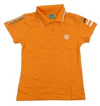 Oranžové polo tričko s potlačou