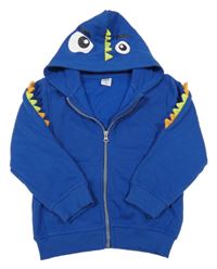 Kobaltově modrá propínací mikina s kapucí - dinosaurus Kiki&Koko