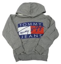 Šedá mikina s kapucí a logem Tommy Hilfiger